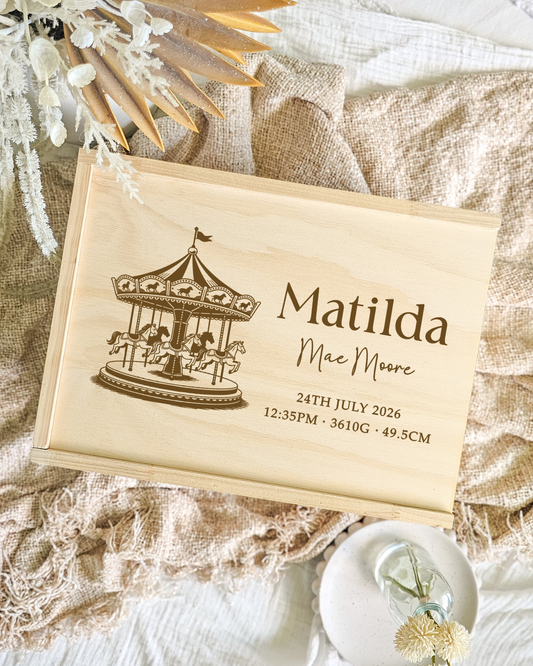 Wooden Keepsake Box - Carousel Design