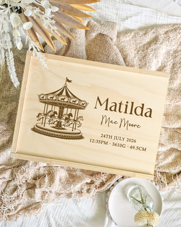 Wooden Keepsake Box - Carousel Design