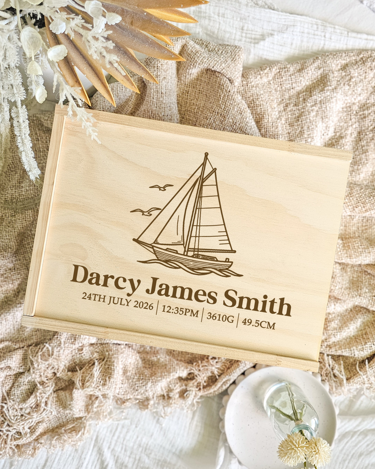 Wooden Keepsake Box - Sailboat Design