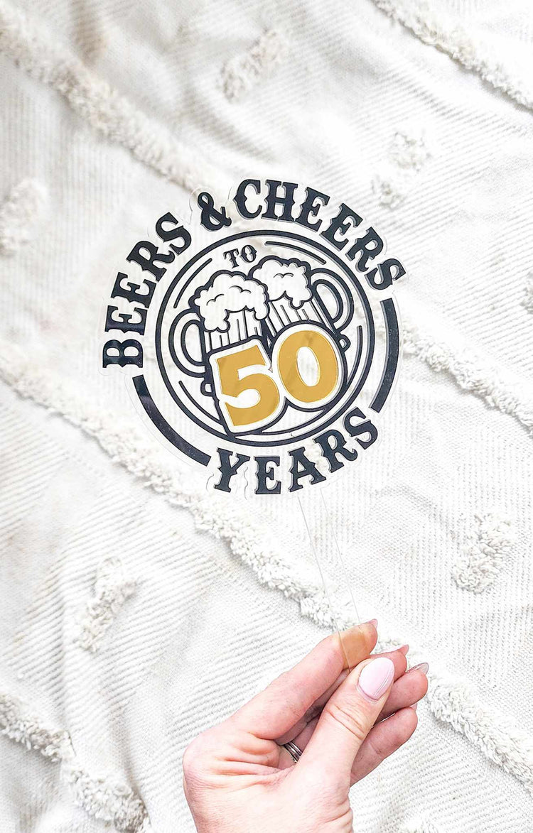 Cheers and Beers to 50 Years Cake topper