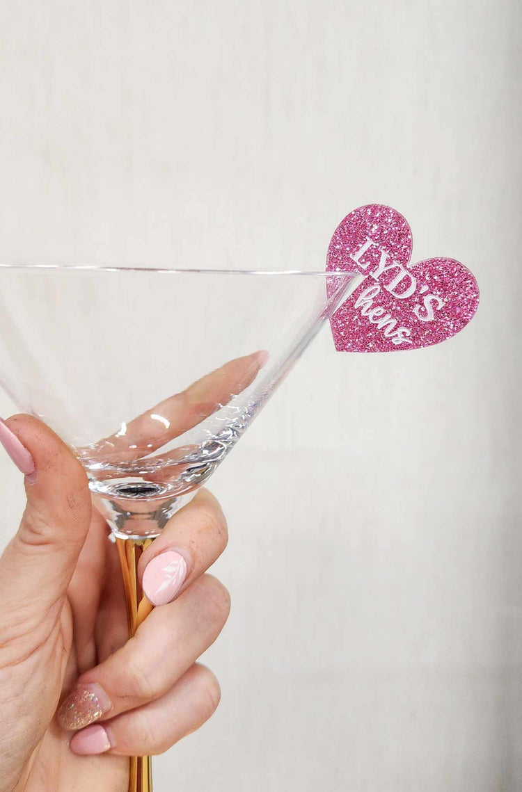 Acrylic Glitter Stemless Drink Tags