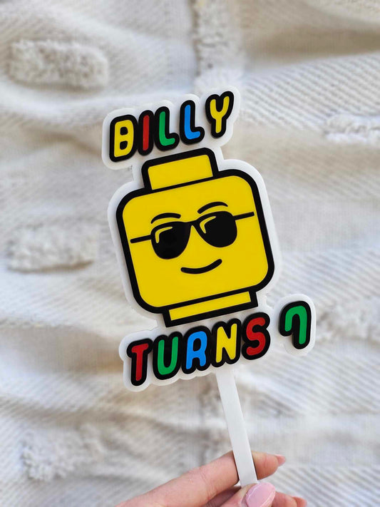 Lego Head Cake Topper