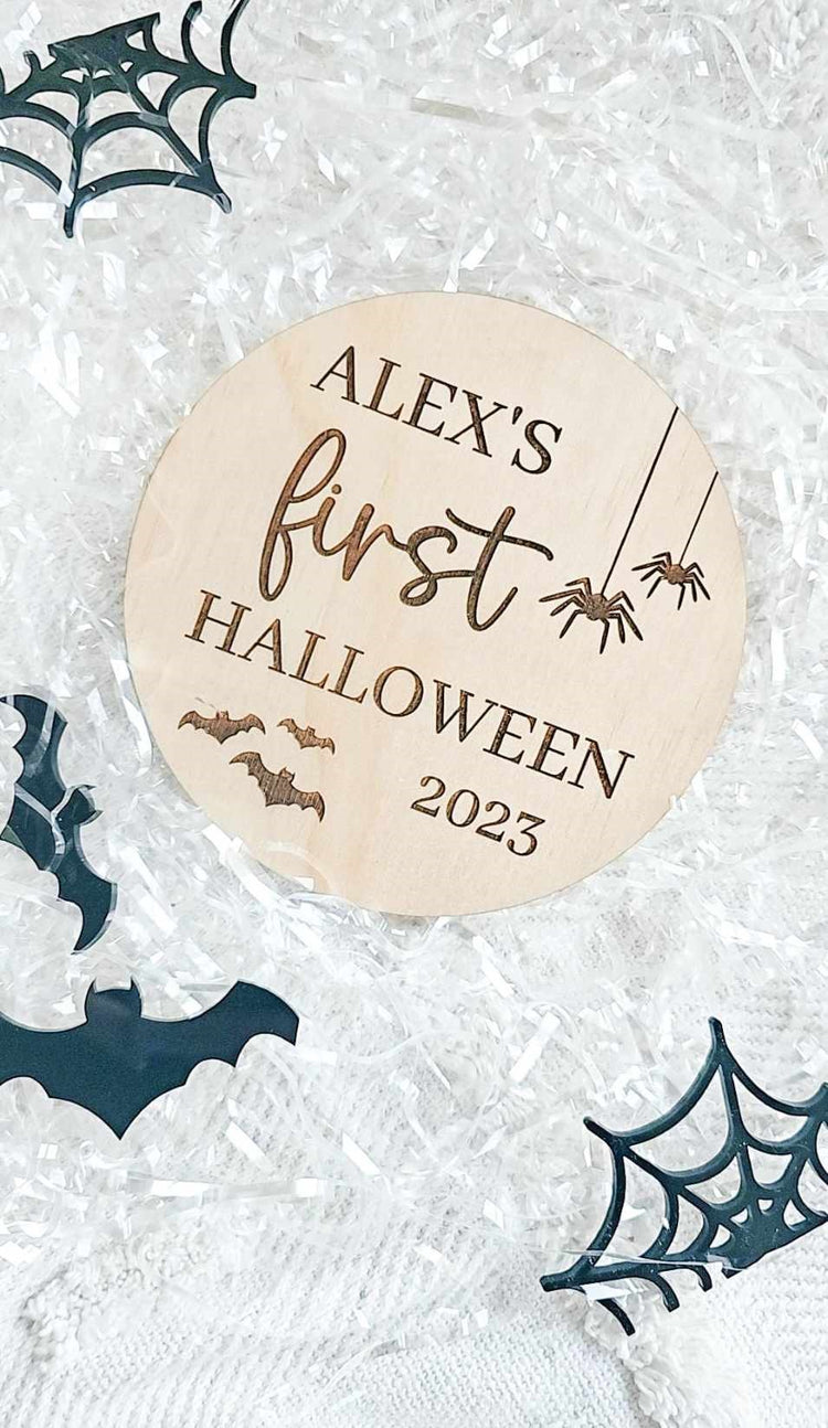 Timber First Halloween Round Plaque