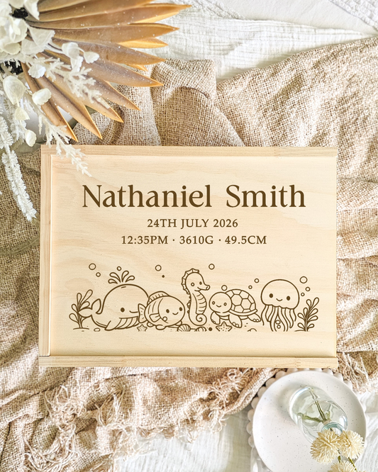Wooden Keepsake Box - Under the sea ocean design