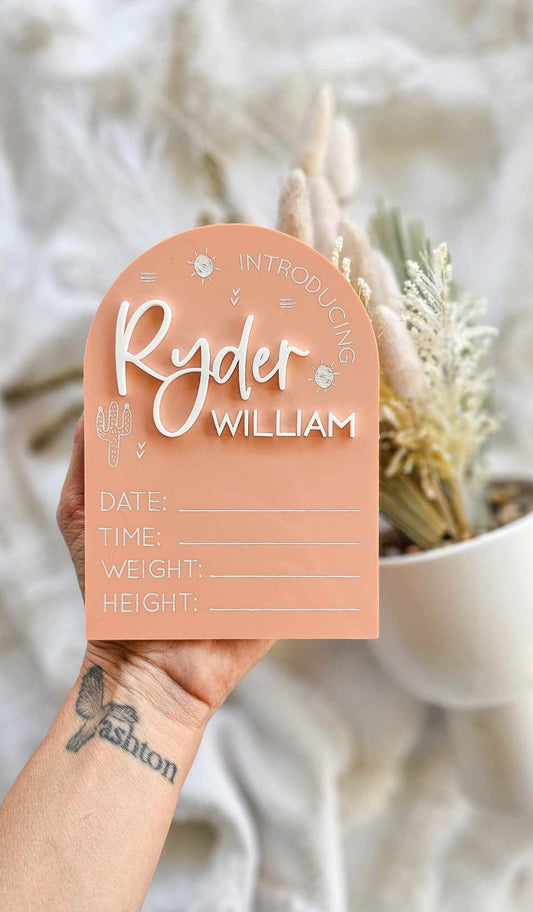 Boho Announcement Plaque - Acrylic