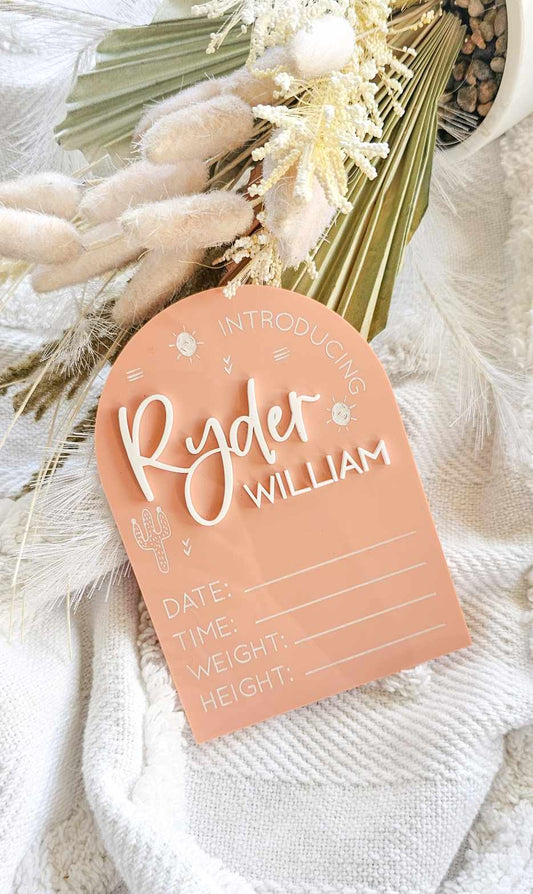 Boho Announcement Plaque - Acrylic