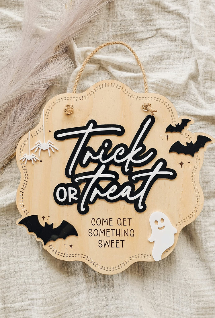 Double Sided Halloween Trick or Treat Sign