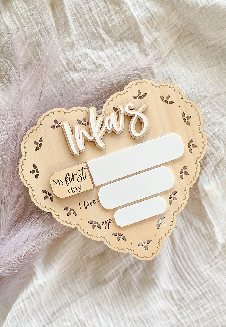 Vintage Scallop Heart First / Last Day Back to School Board