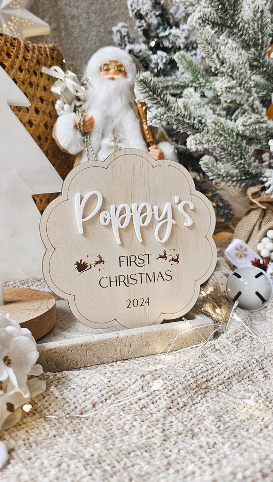 Personalised First Christmas Scallop Plaque