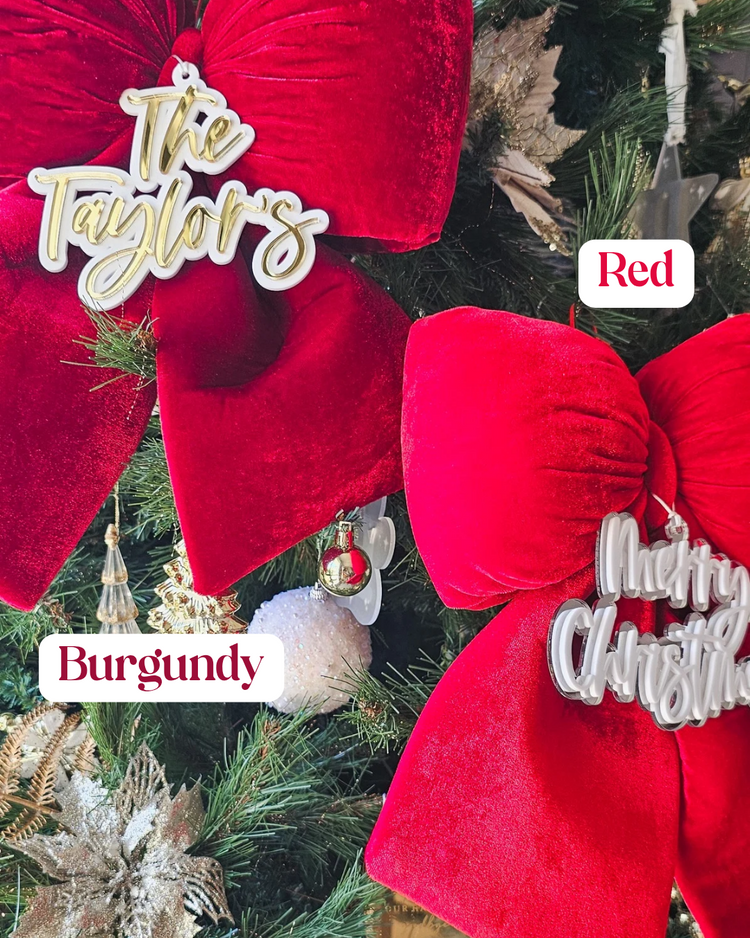 Personalised Plush Velvet Bow - Design 1