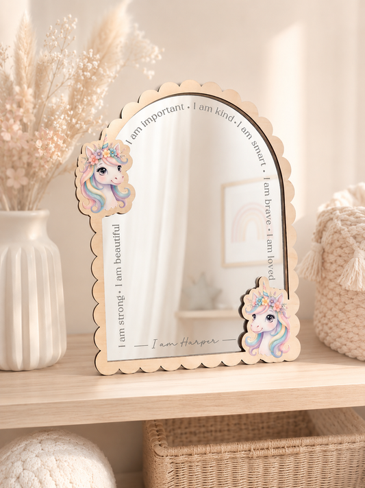 Personalised Daily Affirmation Mirror - Unicorn UV Design