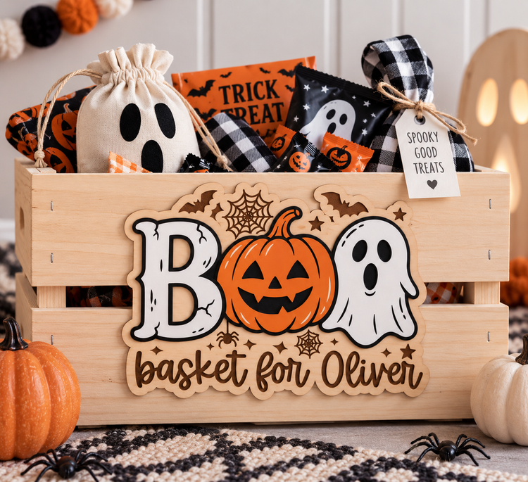 Halloween Boo Crate | with pumpkin & ghost