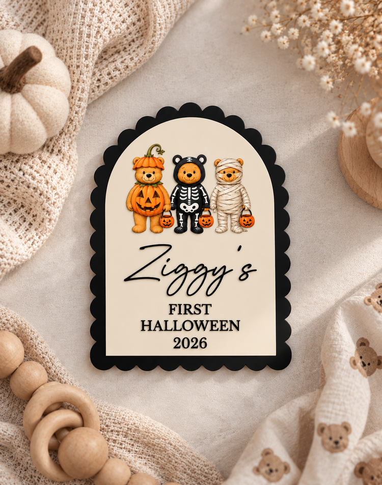 Acrylic First Halloween Plaque | Arch UV Print Designs