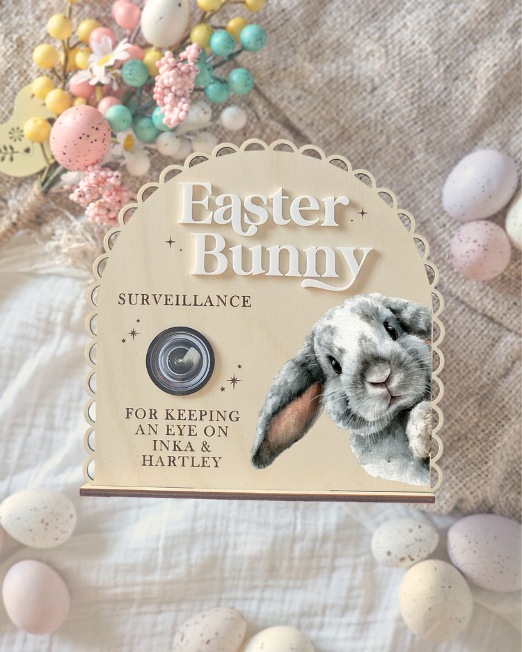 Vintage Easter Bunny Surveillance Cam Stand