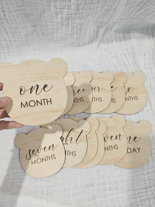 Bear Monthly Engraved Milestone Set