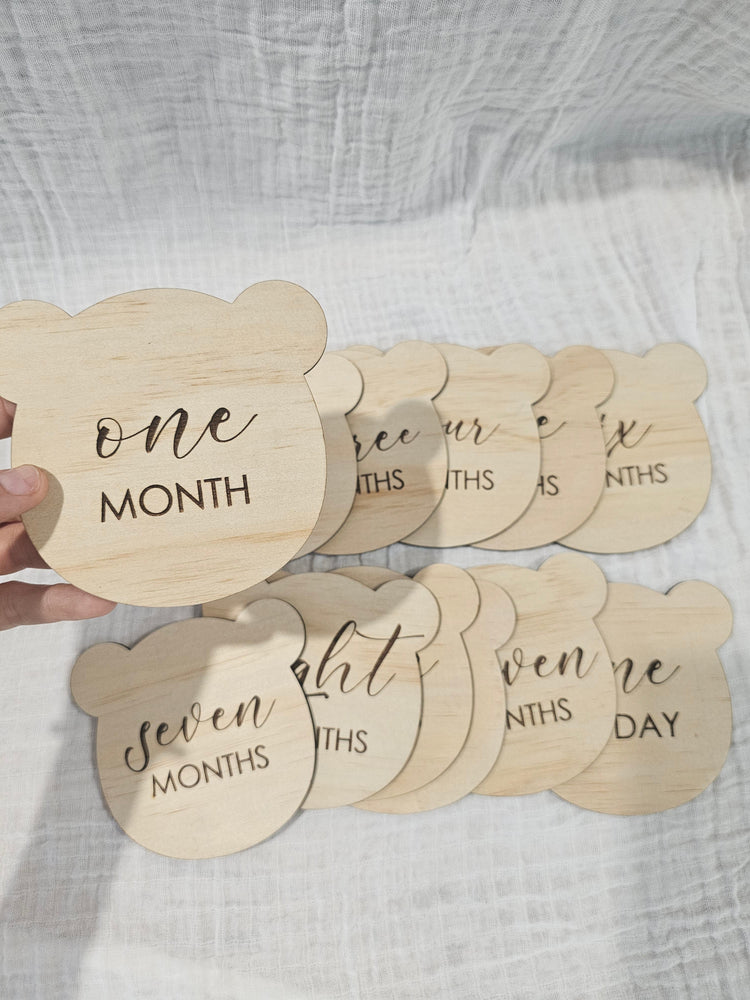 Bear Monthly Engraved Milestone Set