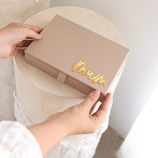 PERSONALISED JEWELLERY BOX with acrylic - latte