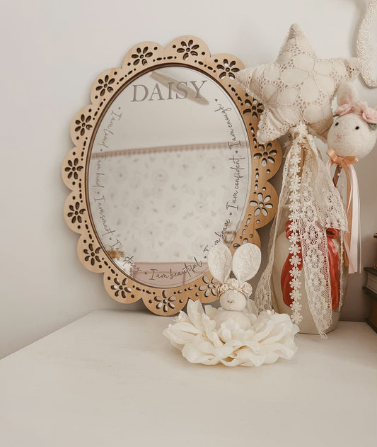 Personalised Daily Affirmation Mirror - Daisy Vintage Lace