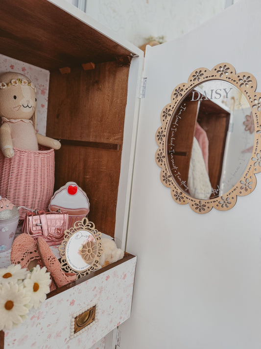 Personalised Daily Affirmation Mirror - Daisy Vintage Lace