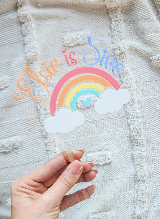 Rainbow with cloud cake topper