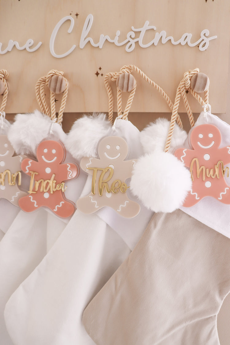 Gingerbread acrylic stocking tag