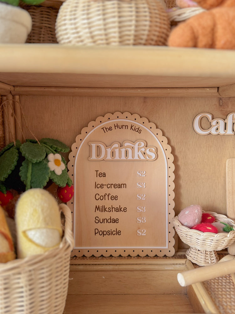 Personalised Play Cafe Menu Sign