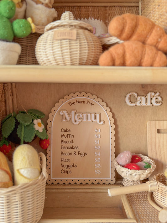 Personalised Play Cafe Menu Sign