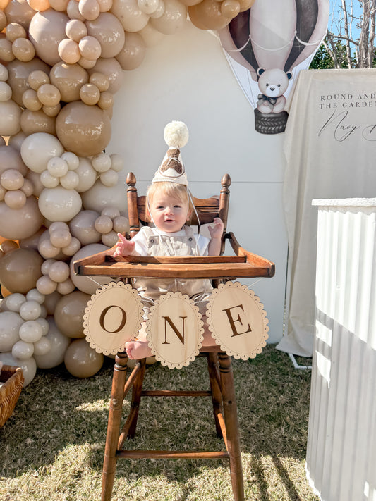 Vintage one birthday banner