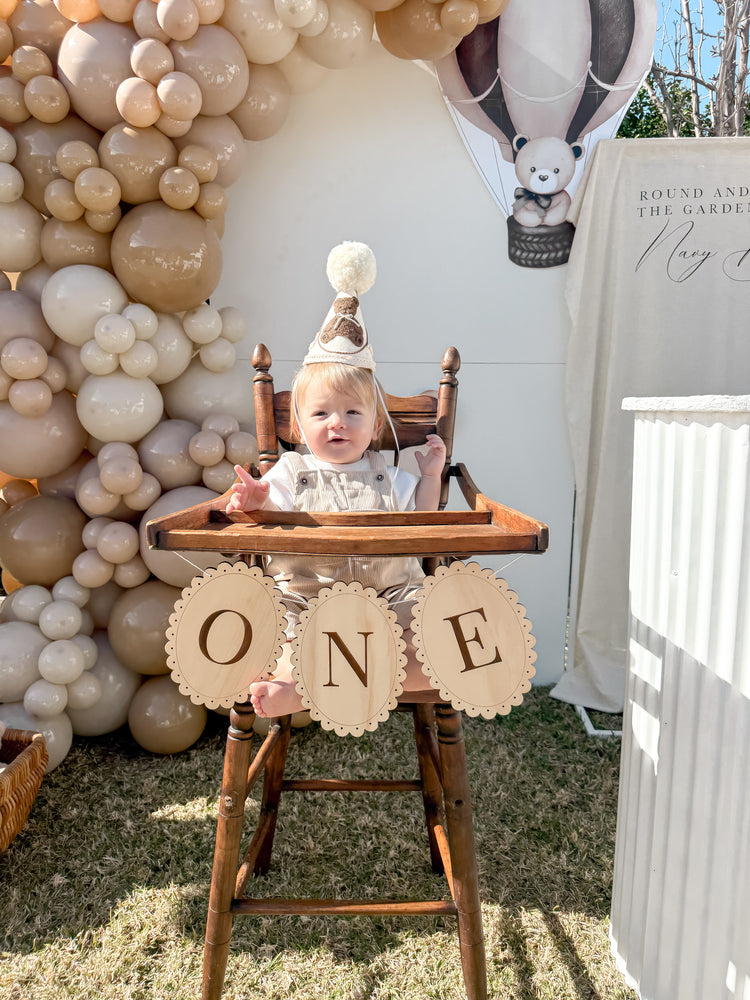 Vintage one birthday banner