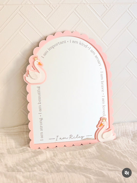 Personalised Daily Affirmation Mirror - Swan
