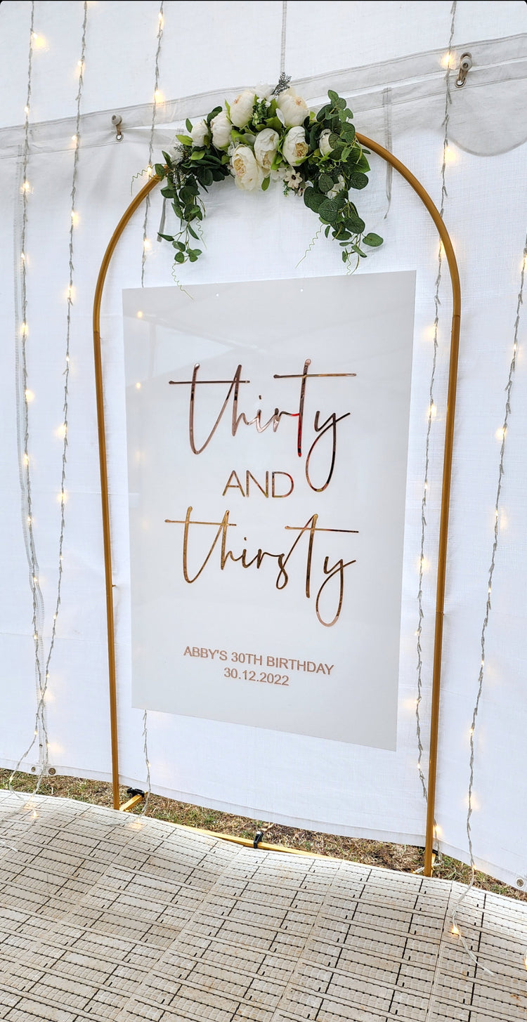 Thirty and Thirsty Signage