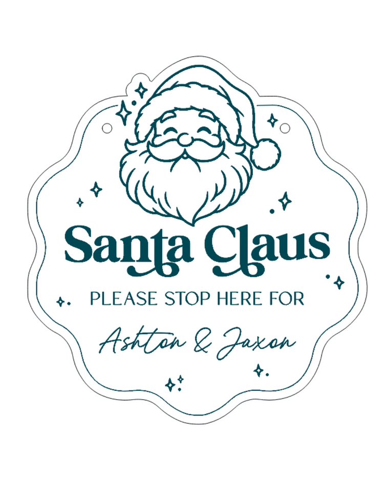 Santa Stop Here Personalised Wavy Plaque
