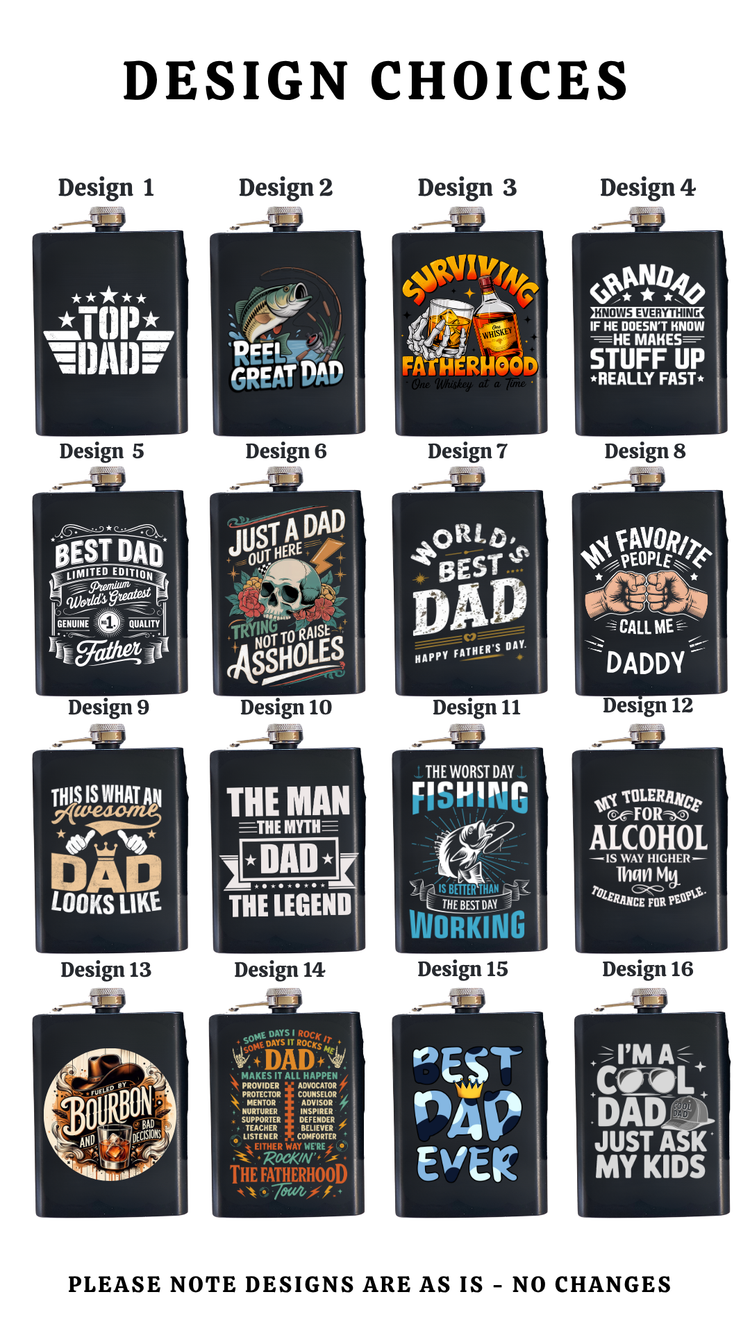 Father's Day Flask Box Set with printed designs