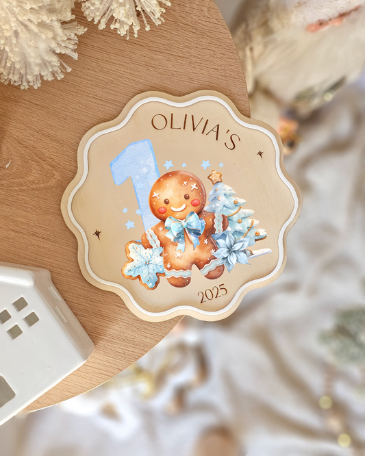 Gingerbread UV Printed First Christmas Plaque
