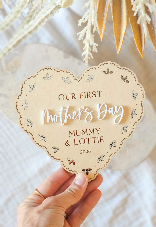 Vintage Heart First Mother's Day Plaque