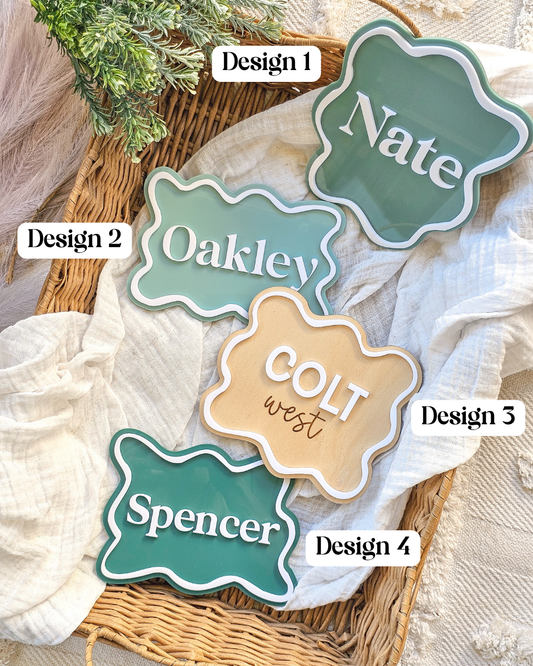 Personalised Name Plaque - Wavy Abstract Designs