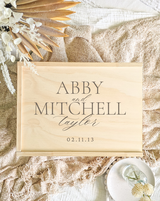 Wedding Wooden Keepsake Box - Names & Date