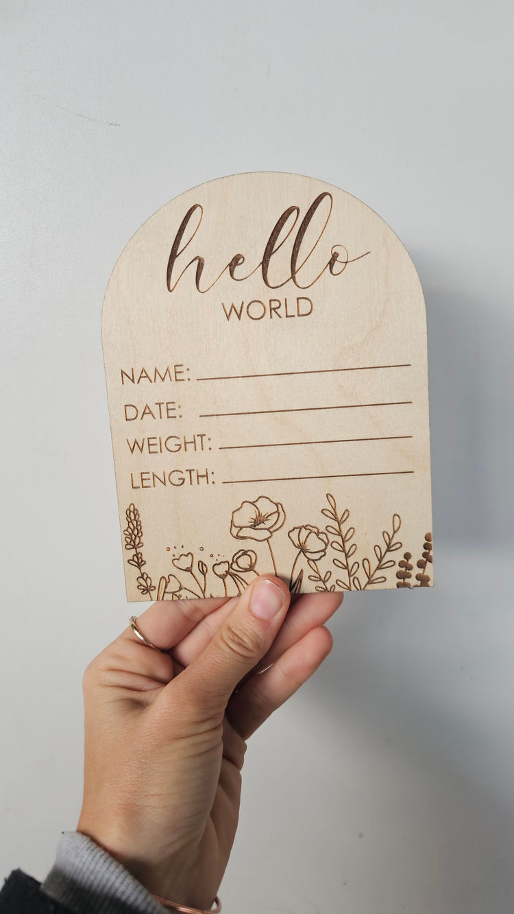 Hello world wildflower plaque