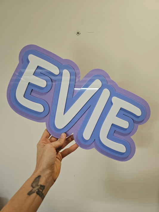 Evie layered name sign