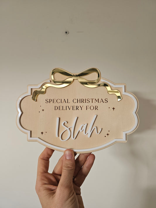 Bow christmas plaque -