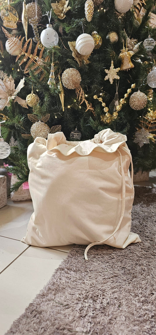 Cream velvet sack - no pom poms