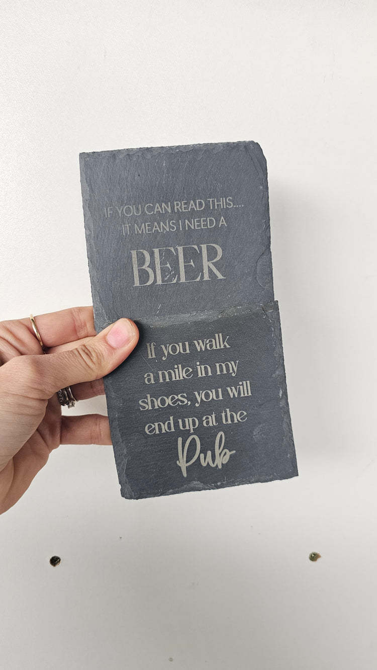 *beer slate coaster 4 pack
