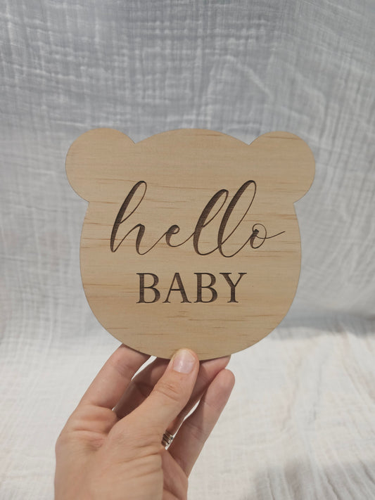 Hello baby bear plaque - OM