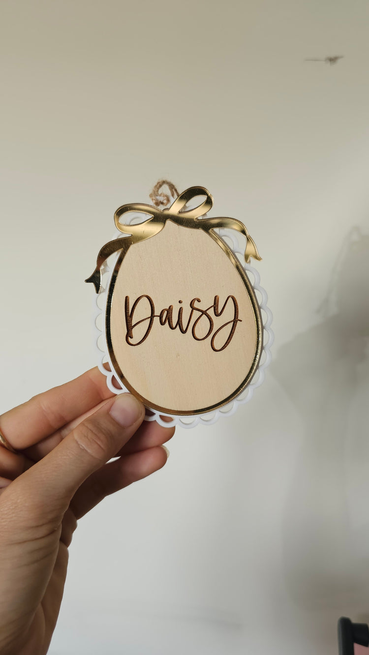 Vintage Easter Bow Tag - Daisy