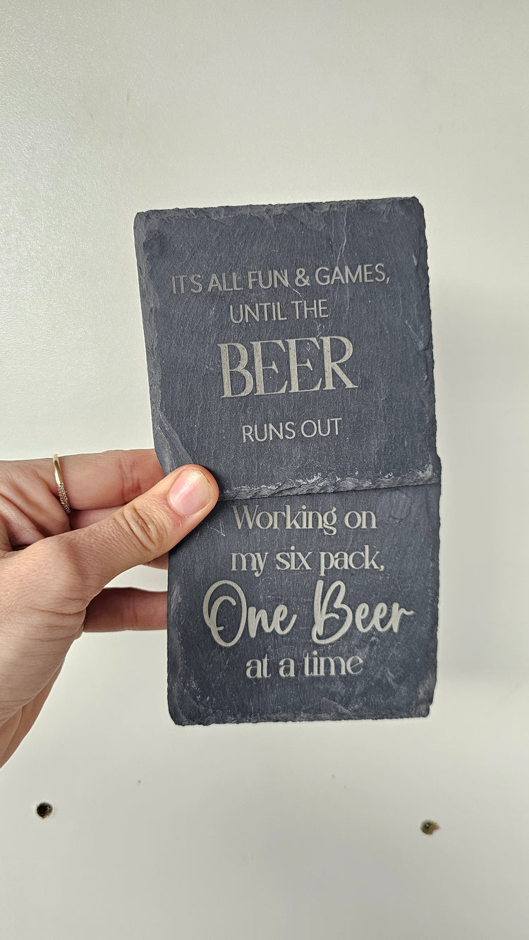 *beer slate coaster 4 pack