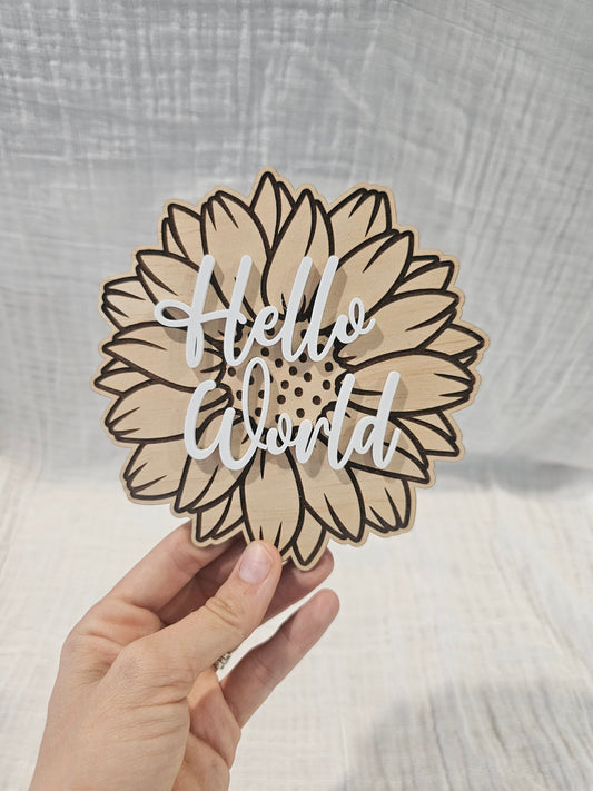 Sunflower hello world plaque - OM