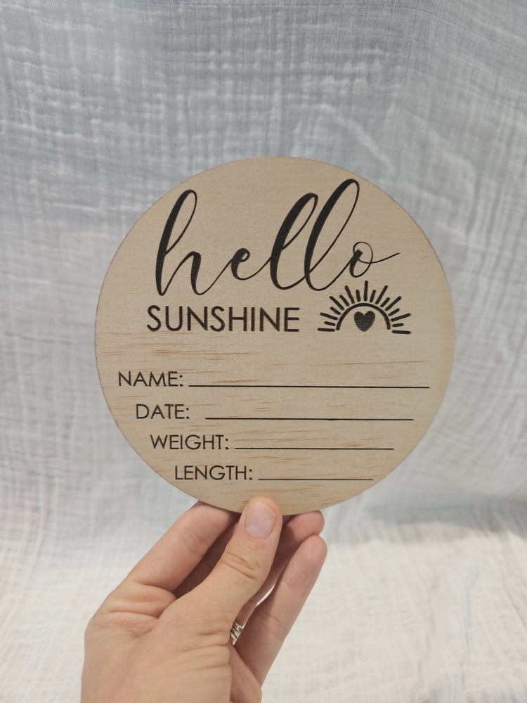 Hello Sunshine birth plaque- OM