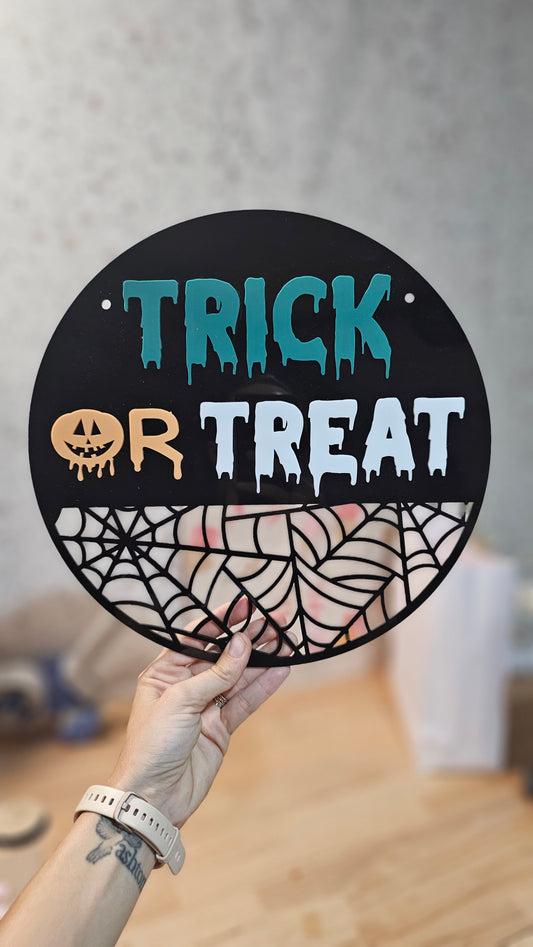 Double sided trick or treat sign