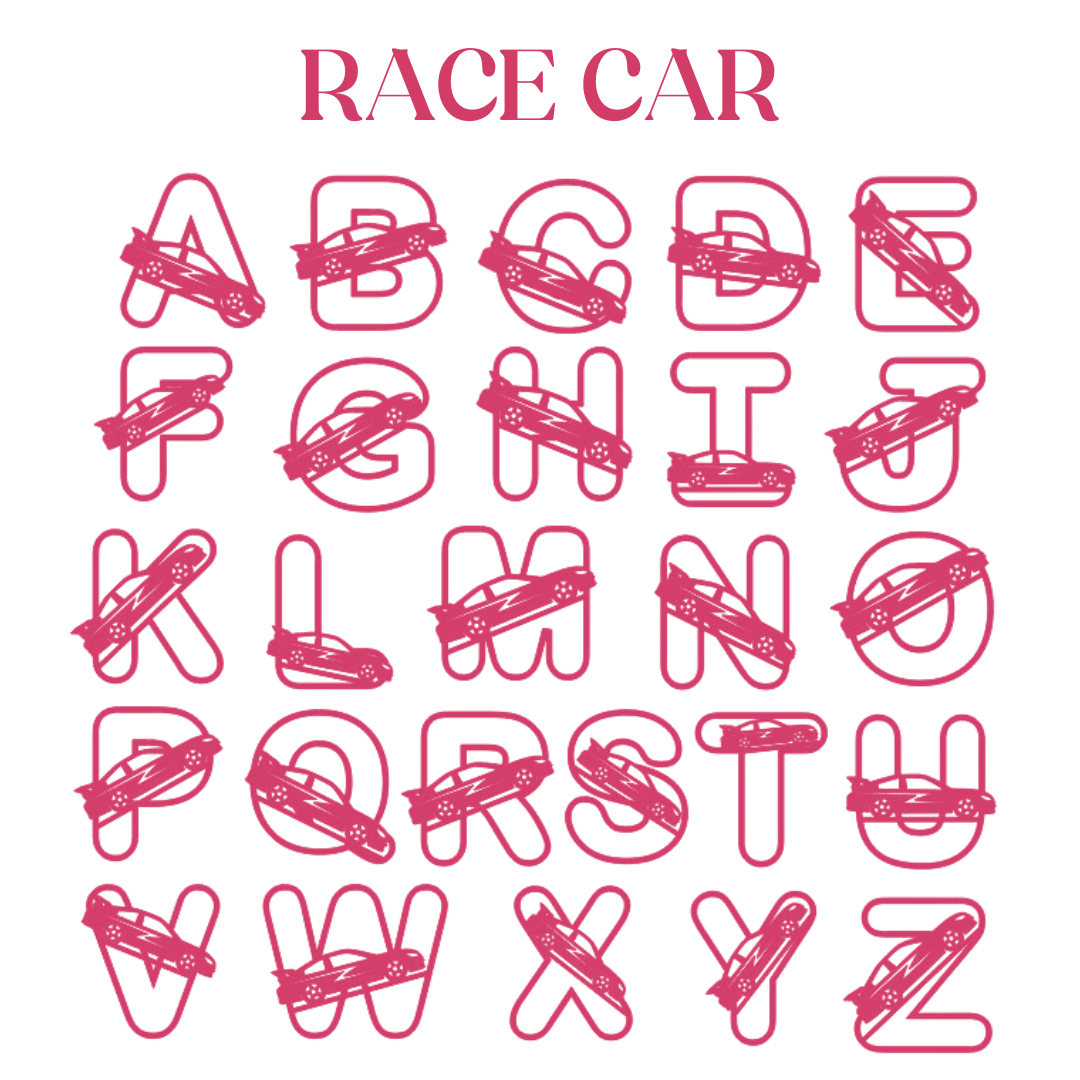 Cute Rally Letters Race Car Letters – Love, Abby