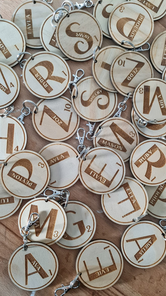 Scrabble Engraved Circle Keyring